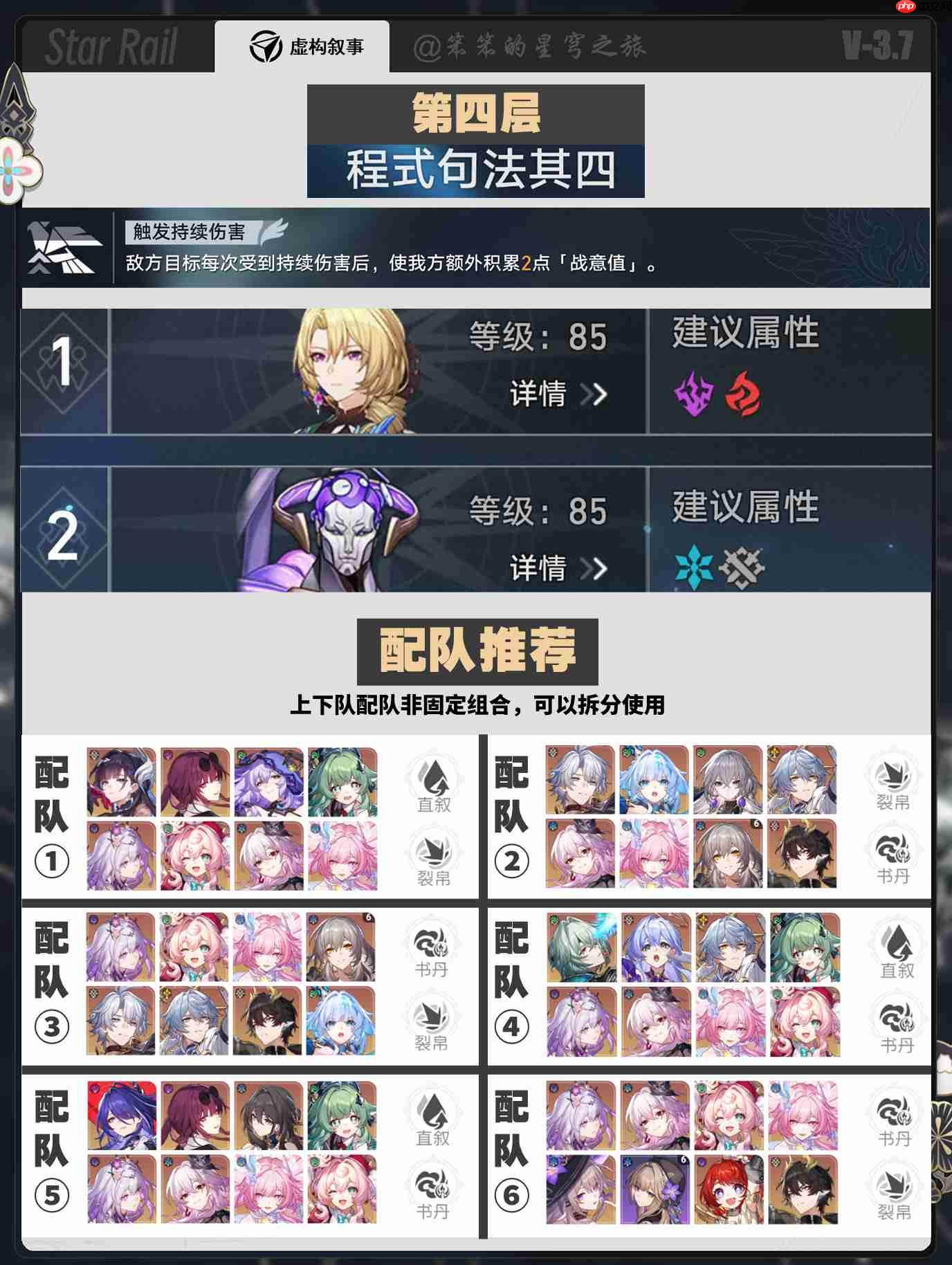 崩坏星穹铁道11月虚构叙事阵容推荐-星穹铁道程式句法虚构阵容怎么搭配