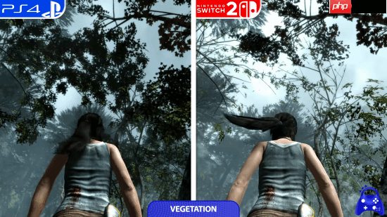 《古墓丽影9》NS2和PS4画面对比:分辨率高但砍画质