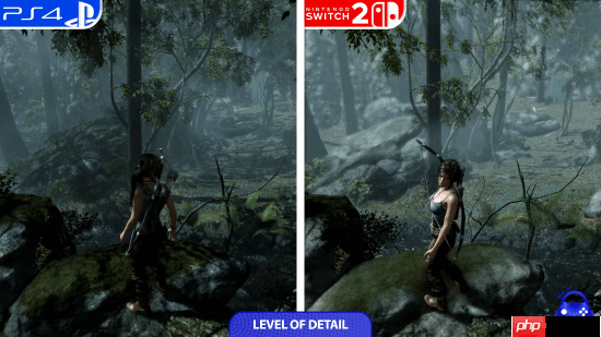 《古墓丽影9》NS2和PS4画面对比:分辨率高但砍画质