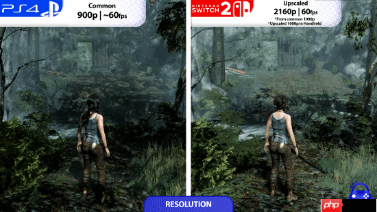 《古墓丽影9》NS2和PS4画面对比:分辨率高但砍画质