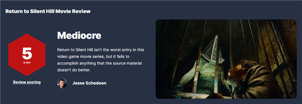 今日内地上映 游戏改编电影《重返寂静岭》口碑扑街:烂番茄新鲜度9%、IGN仅5分